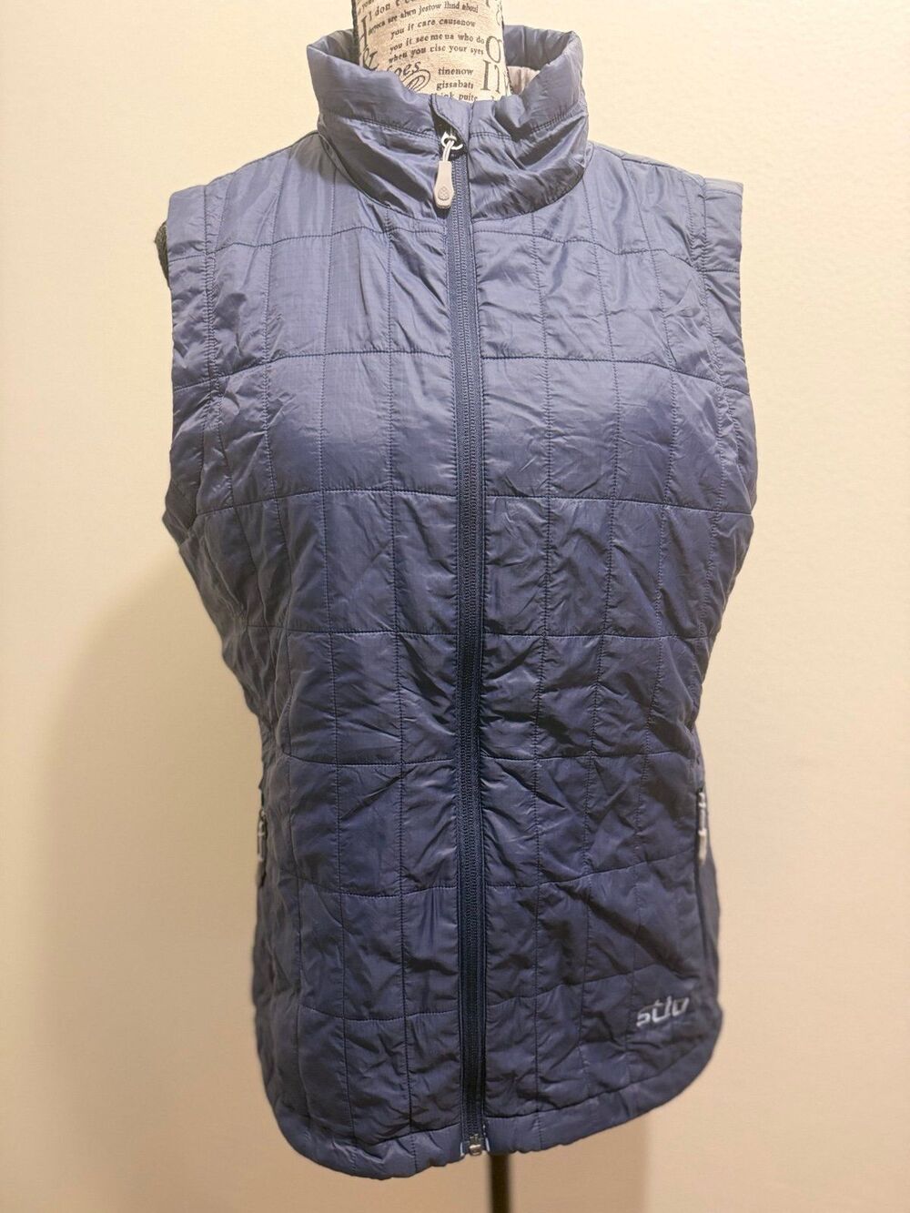 Stio Durahold Primaloft Women's outdoor hiking quilted Vest Blue Gray Largest